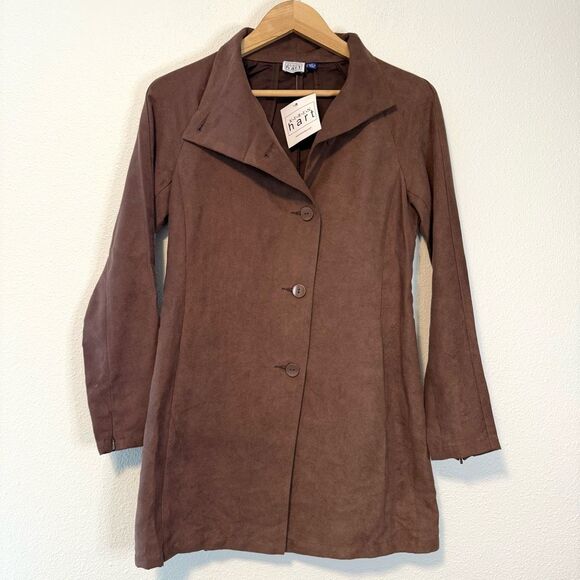 Keren Hart Lightweight Brown Long Jacket Size XS NWT - Picture 1 of 6